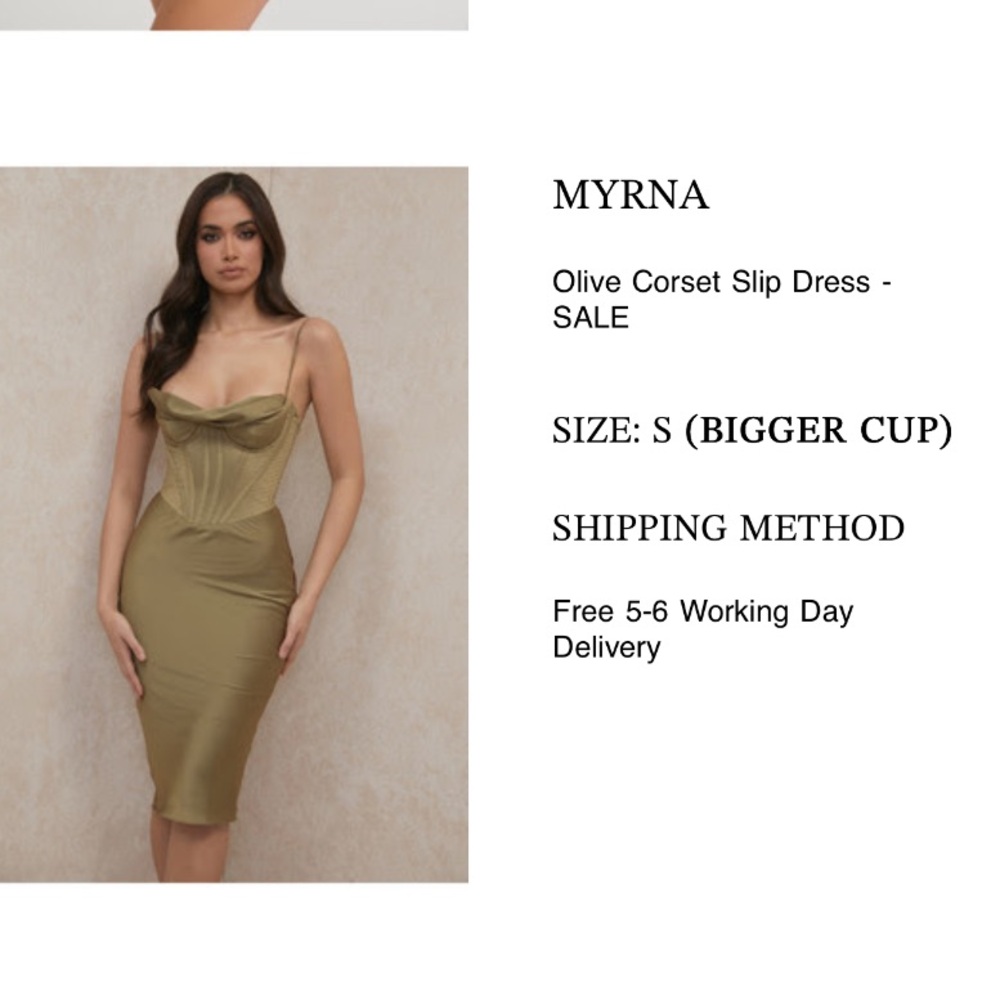 House of CB Olive Corset Slip Midi Dress